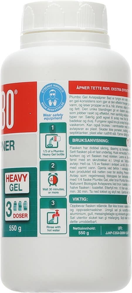 Plumbo Avløpsåpner bad Heavy gel, 3 doser
