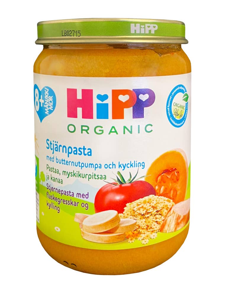 Hipp Stjernepasta med Flaskegresskar & Kylling Fra 8 mnd, Økologisk