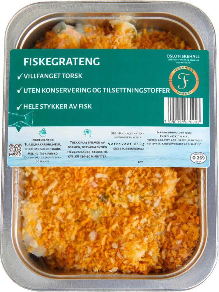 Fredriks Røkeri Fersk fiskegrateng