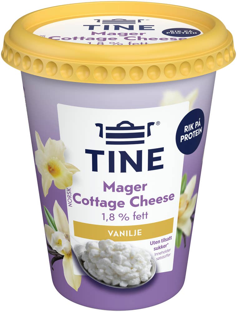 TINE Cottage Cheese vanilje Mager, uten tilsatt sukker