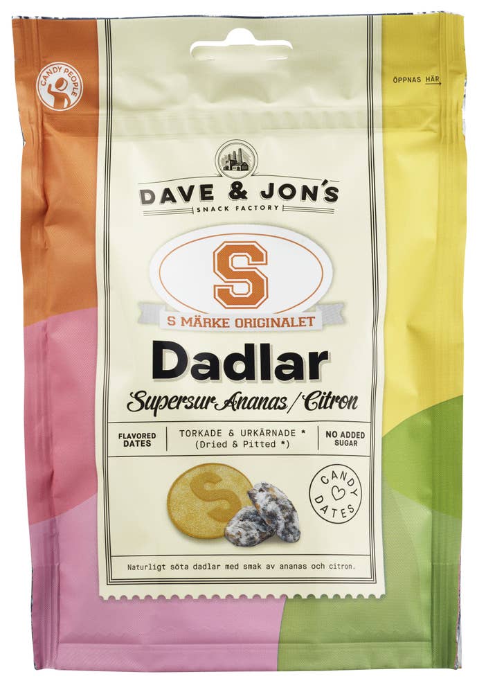 Dave & Jon's S-märke dadler Ananas og sitron