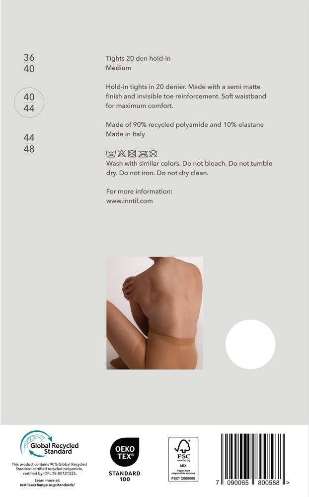 Inntil Strømpebukse Hold-In 20 DEN Medium, str. 40-44, semi-matt