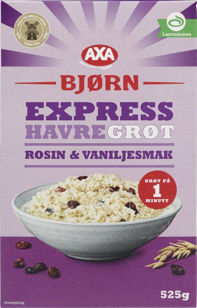 Axa Express havregrøt Rosin og vaniljesmak