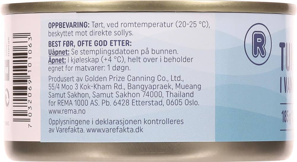 R Tunfisk i vann MSC-merket