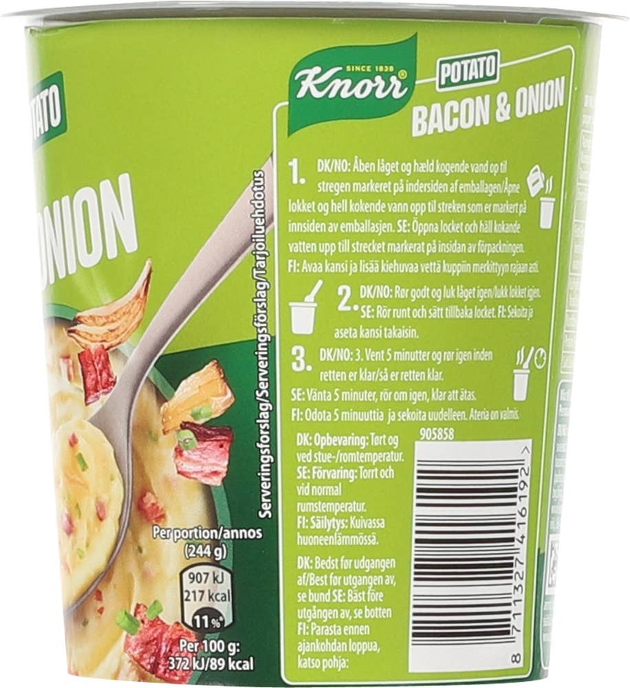 Knorr Potato Bacon & Onion Smårett i kopp