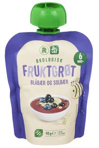 R Fruktgrøt med blåbær og solbær Fra 6 mnd, Økologisk