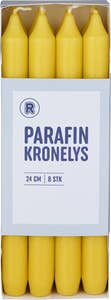 REMA 1000 Parafin kronelys gul 24 cm, 8 stk