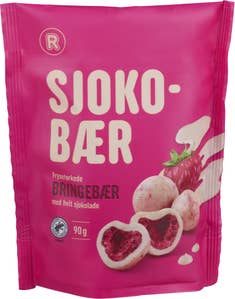 R Sjokobær Bringebær med hvit sjokolade