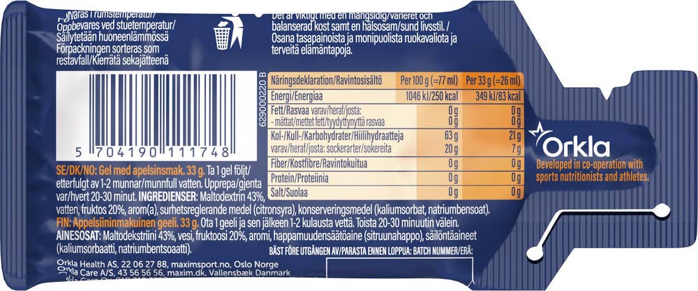 maxim Instant Energy Gel Appelsinsmak