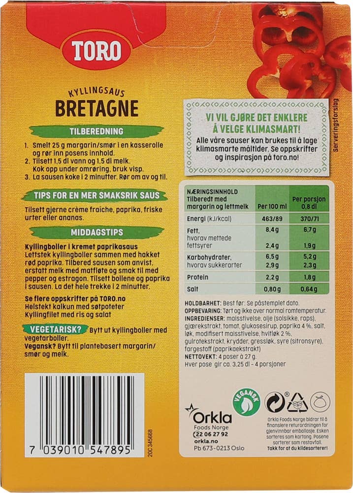 Toro Bretagne kyllingsaus Familiepakke