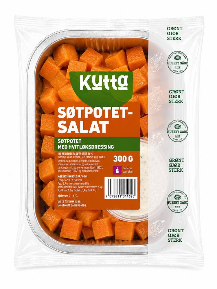 Grillklare Søtpotetsalat med Hvitløksdressing