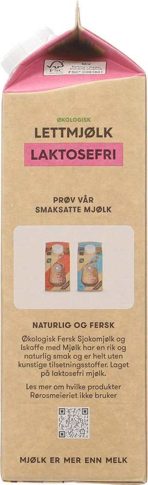 Økologisk Rørosmjølk Laktosefri Lett 1,2% fett