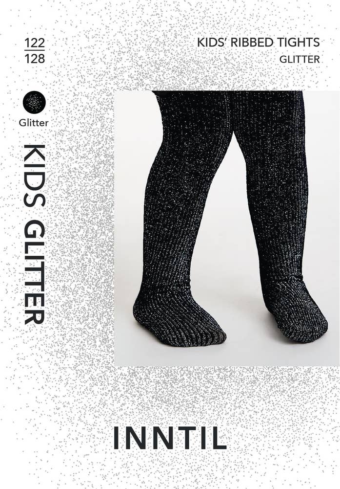 Inntil Sorte glittertights til barn Str 122-128