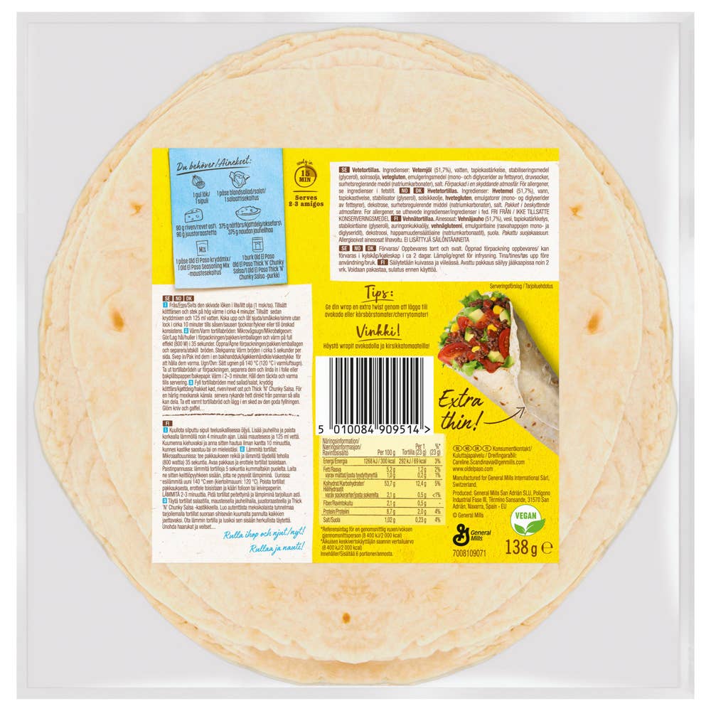 Old El Paso Extra tynne tortilla Medium