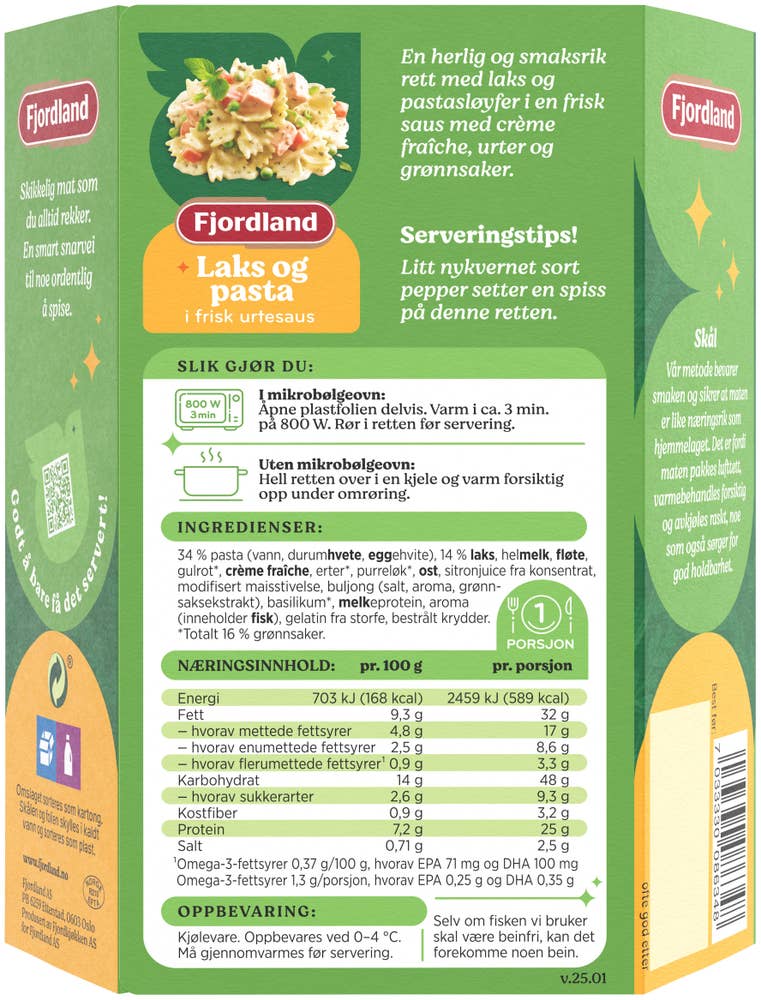 Fjordland Laks og pasta I frisk urtesaus