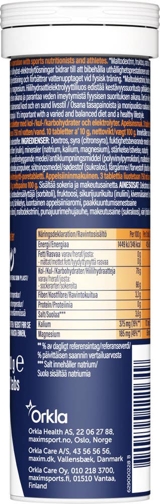 maxim Total Hydration Sports Drinks Tabs Appelsinsmak