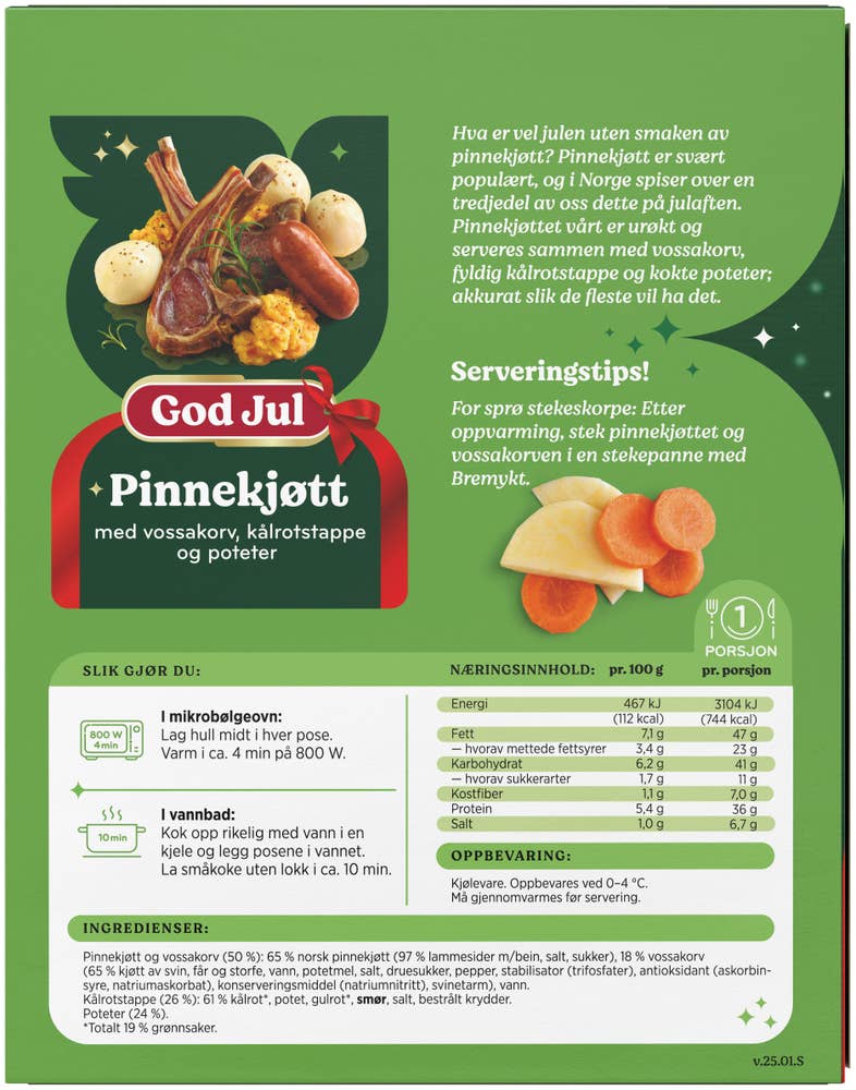 Fjordland Pinnekjøtt Med vossakorv, kålrotstappe og poteter