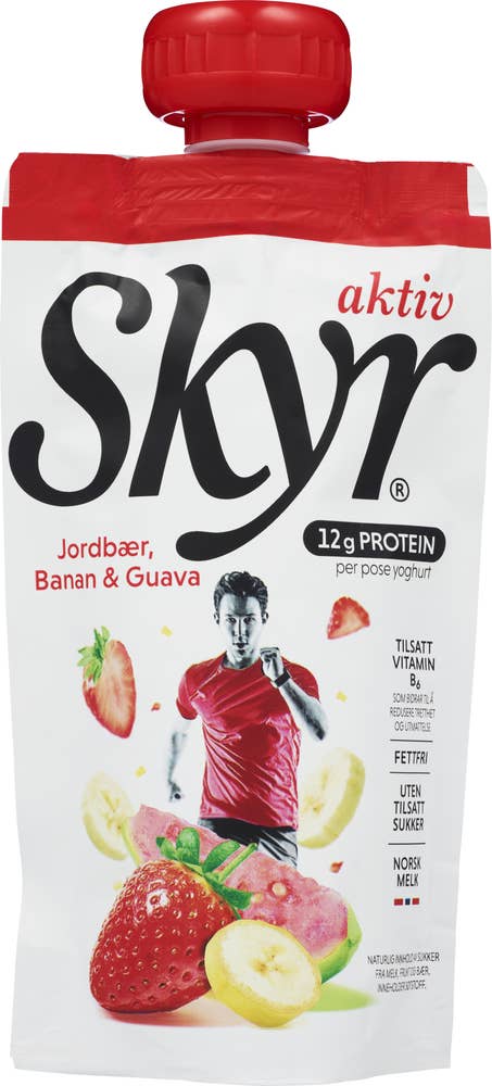 Q SKYR® Aktiv jordbær, banan og guava Porsjonspose