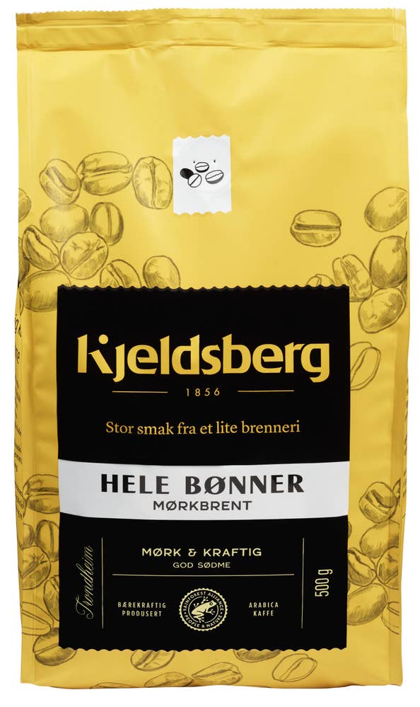 Kjeldsberg Hele bønner Mørk og kraftig, mørkbrent