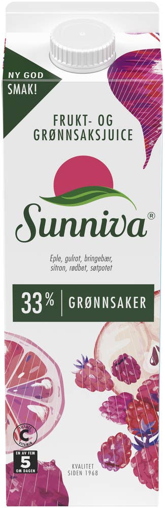 TINE Supri med Eple, Gulrot, Bringebær & Sitron 32% grønnsaker