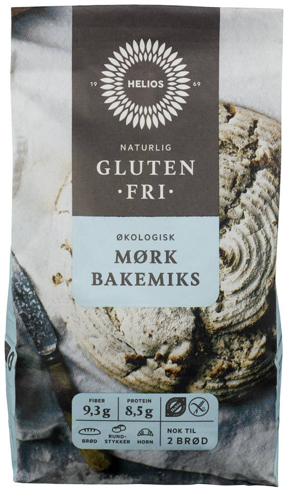 Helios Økologisk og glutenfri mørk bakemiks