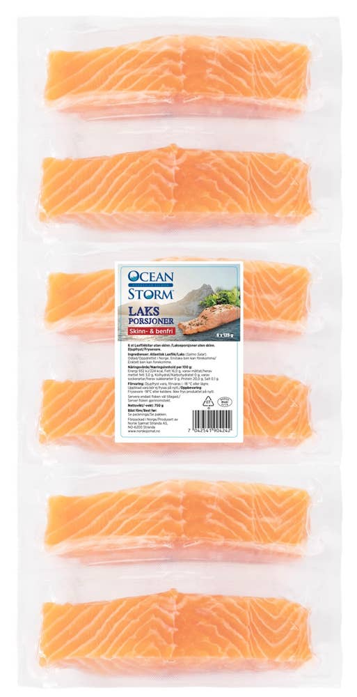 Norsk Sjømat AS Laksefilet uten skinn 6x125g