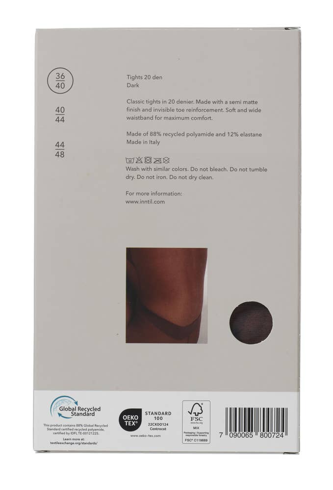 Inntil Strømpebukse 20 DEN Mørk, str. 36-40, semi-matt