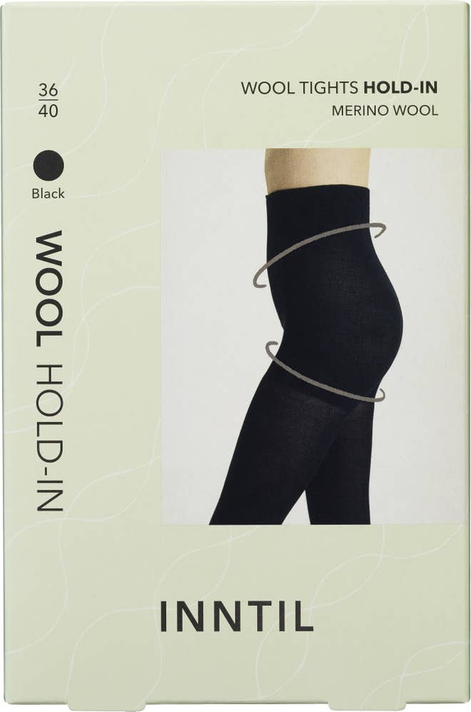Inntil Ullstrømpebukse Hold-in Sort, str 36-40