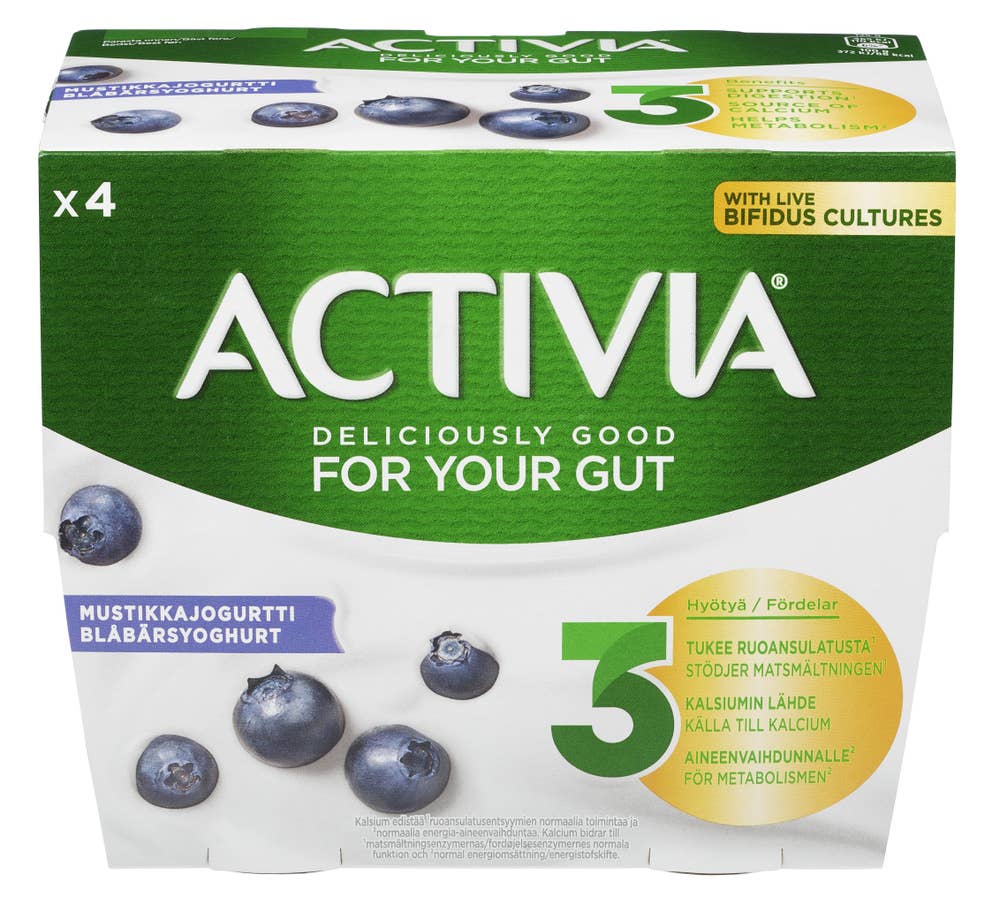 Activia blåbær 4x125g