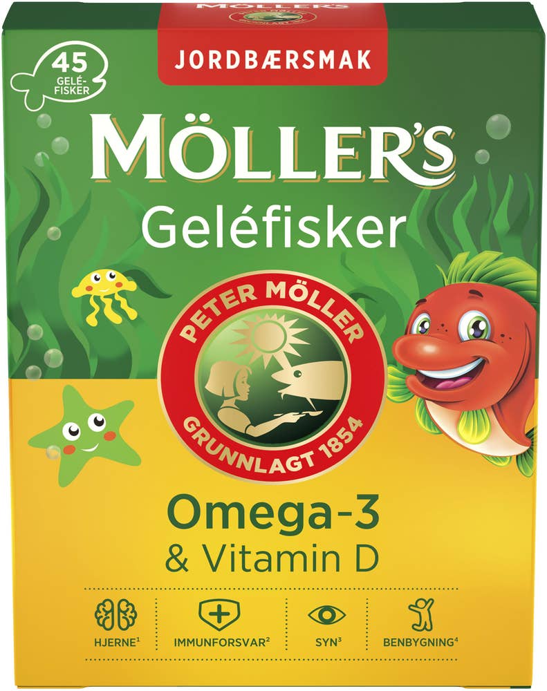Möllers Geléfisker med jordbærsmak
