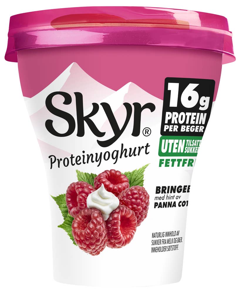 Q Skyr bringebær og pannacotta