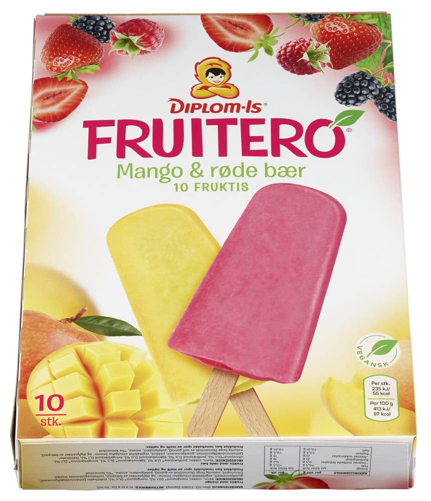 Diplom-is Fruitero Mango og Bær 10 stk