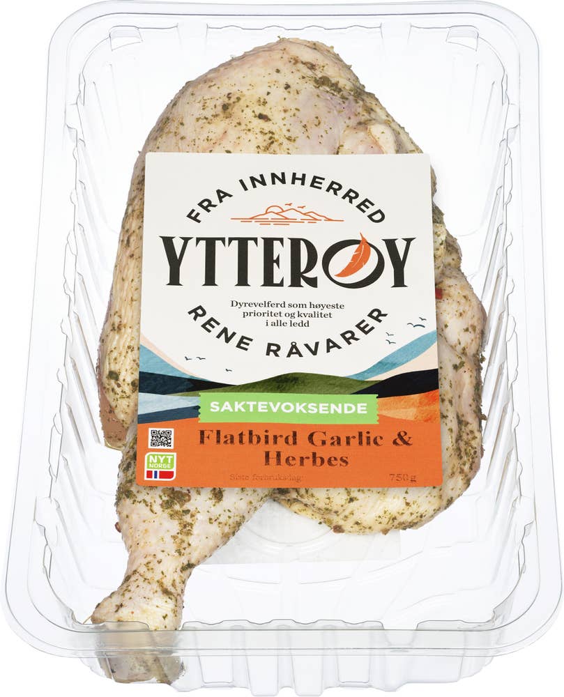 Ytterøy Flatbird Garlic & Herbes Saktevoksende kylling