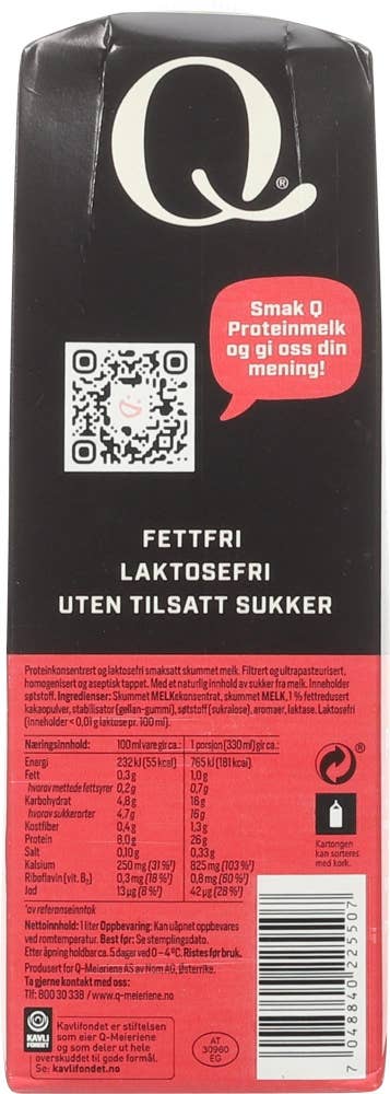 Q proteinmelk sjokolade Laktosefri