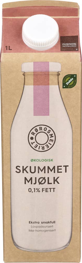 Økologisk skummetmjølk 0,1% fett, 1 l