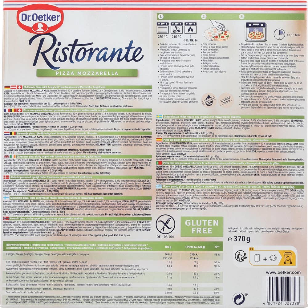 Dr.oetker Ristorante Mozzarella Glutenfri