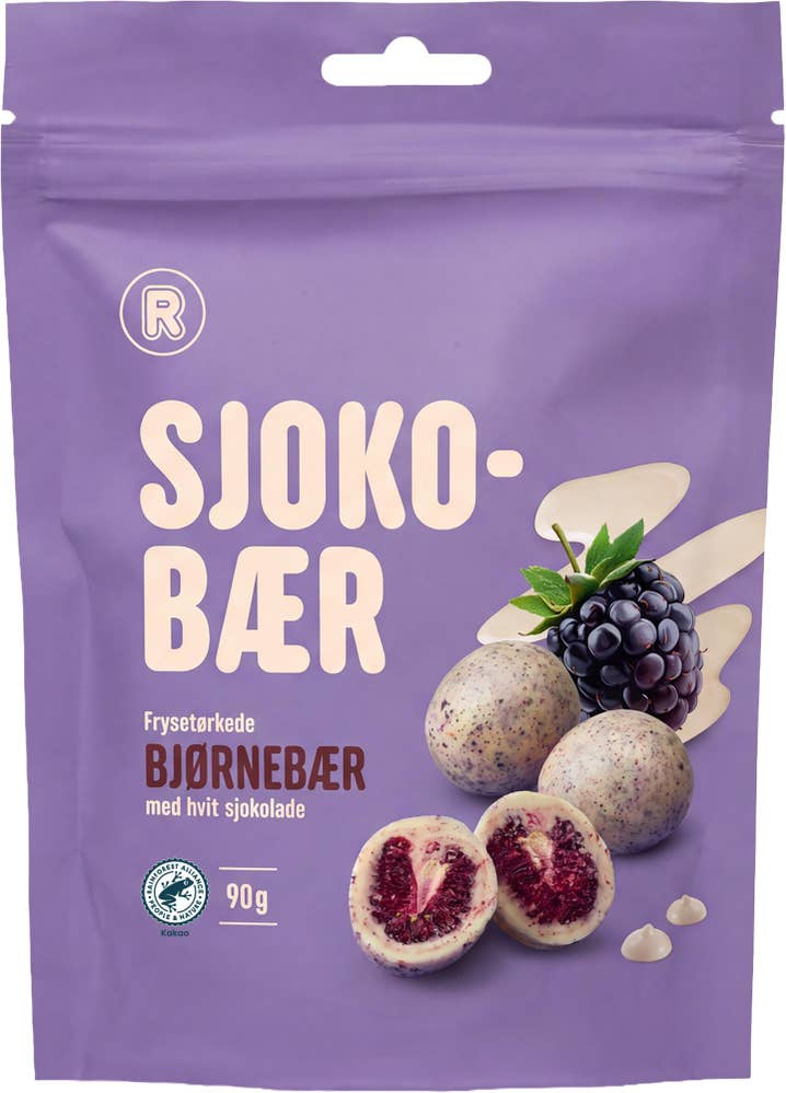 Sjokobær bjørnebær hvit sjokolade 90 g