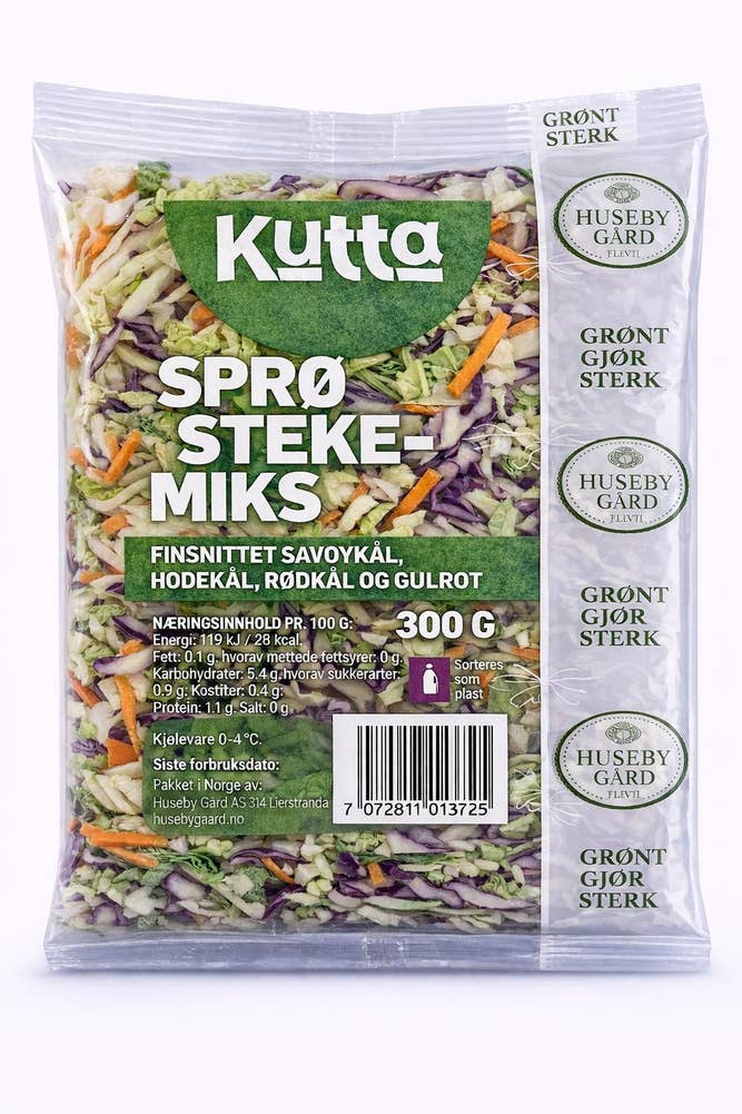 Huseby Gaard KUTTA Sprø stekemiks Savoykål, hodekål, rødkål og gulrot