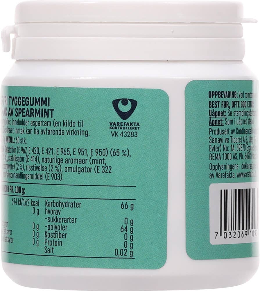 R Tyggegummi Spearmint 60 stk