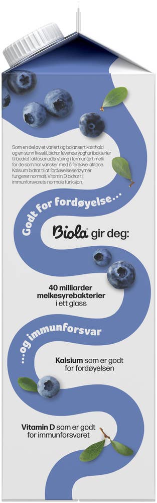 TINE Biola® yoghurtdrikk blåbær Uten Tilsatt Sukker