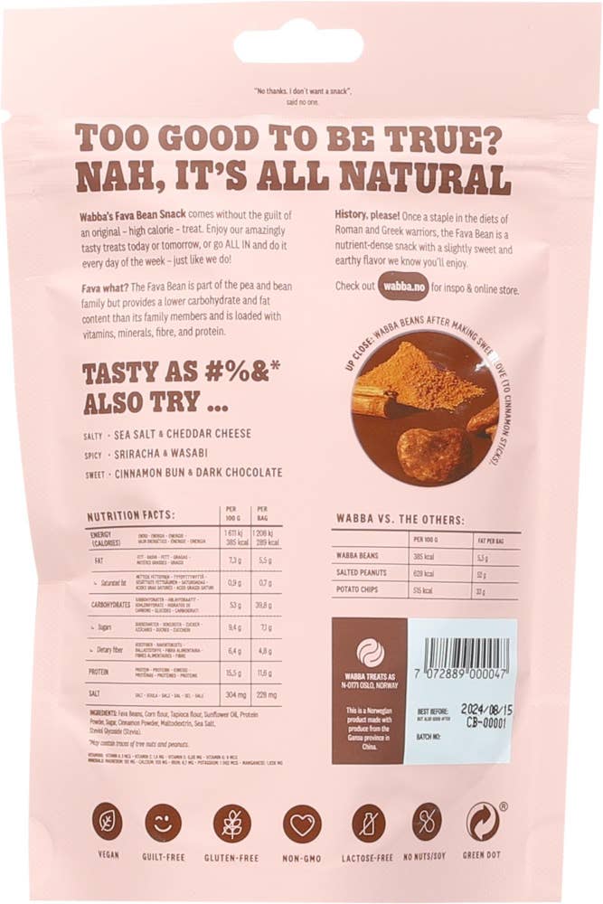 WABBA Bean Snacks Cinnamon Bun