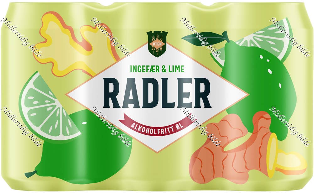 Aass Bryggeri UTEN Radler ingefær & lime 6 x 0,33l