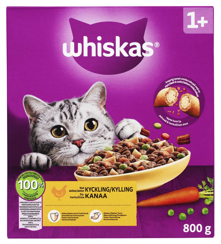 WHISKAS Tørrfôr til katter +1 år Med kylling