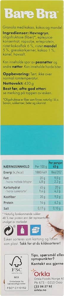 Bare Bra Supergranola Protein Kakao Kokos & Mandel