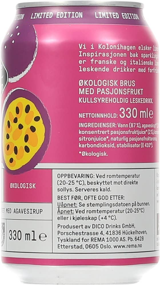 Kolonihagen Økologisk Sparkling pasjonsfrukt