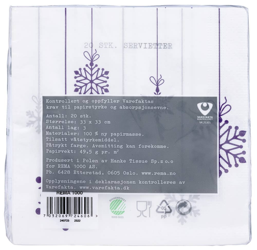 R Serviett til advent 33 x 33 cm, 20 stk