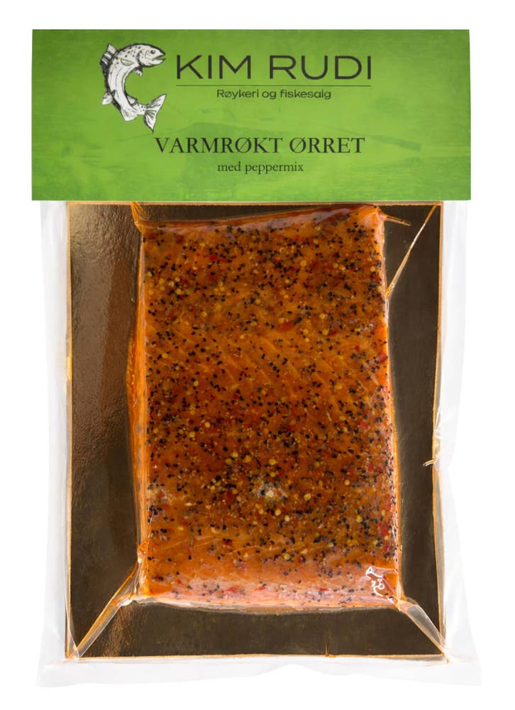 Kim Rudi Varmrøkt Ørret med Peppermix Fra Hallingdalen, i bit