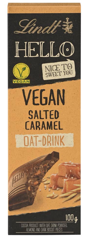 Lindt Hello Vegan sjokolade salt karamell og havremelk