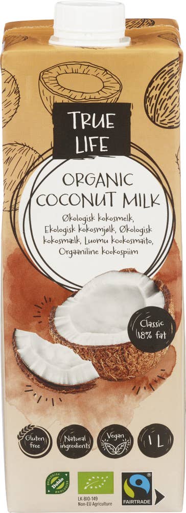 True Life Økologisk kokosmelk 18%, Tetrapak