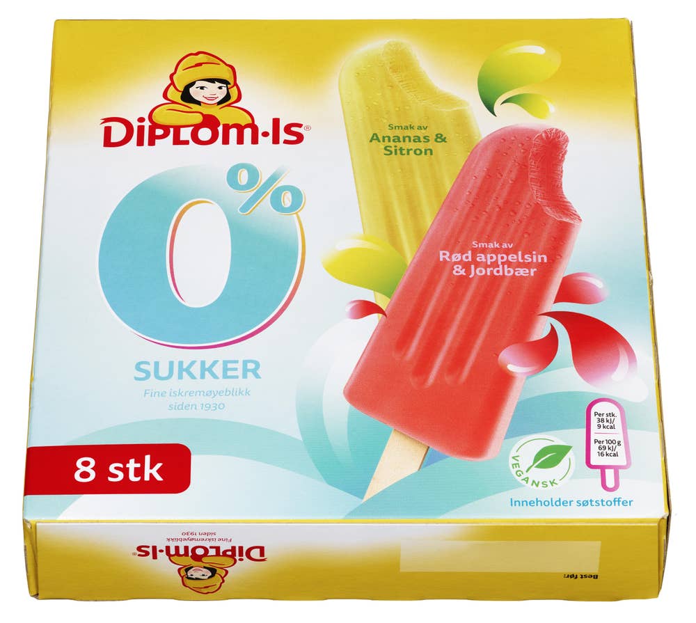 Diplom-is Ispinne 0% sukker 8 stk
